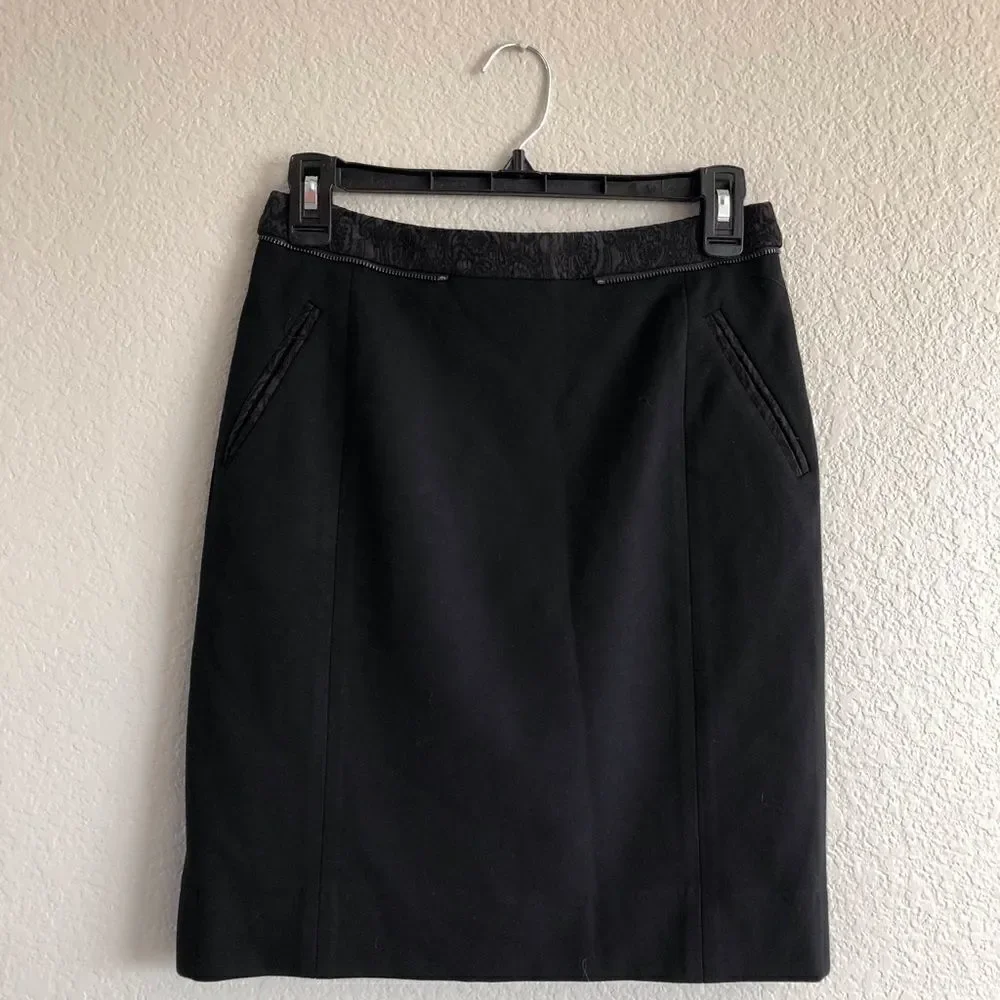 Etcetera Black Zipper Waist Trim Dress Skirt 0